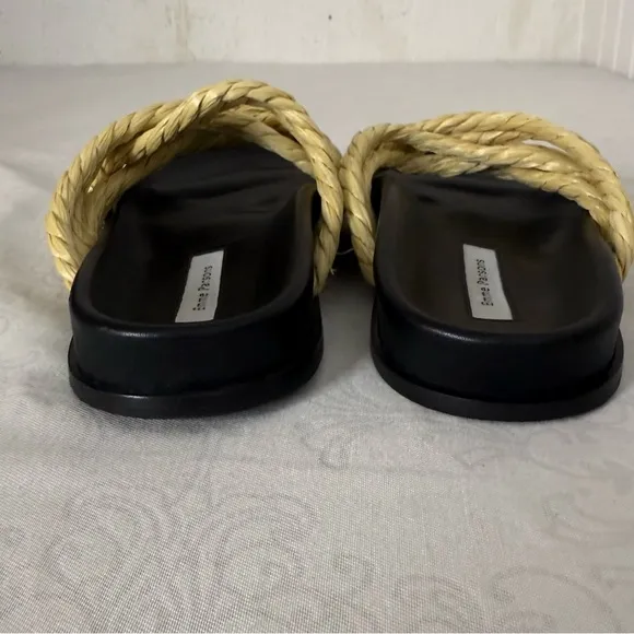 Emme Parsons Beige Evvie Flat Slip On Sandals Slides  Size 38