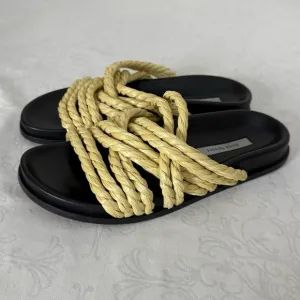 Emme Parsons Beige Evvie Flat Slip On Sandals Slides  Size 38