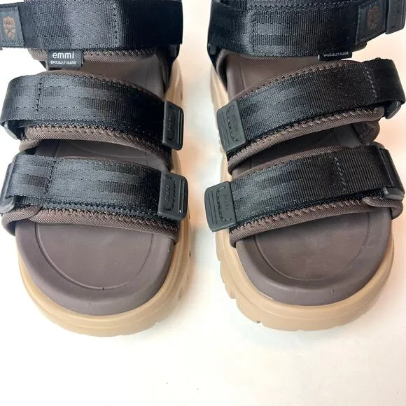 EMMI X SHAKA Unisex All Terrain Sports Hiking 3 Strap Sandals Brown Black