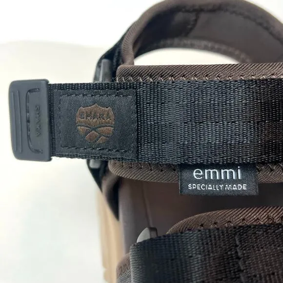 EMMI X SHAKA Unisex All Terrain Sports Hiking 3 Strap Sandals Brown Black
