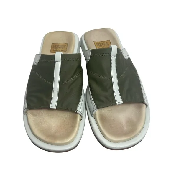 Enrico Fantini men’s Green fabric slide on sandals Italy size 42- US 9