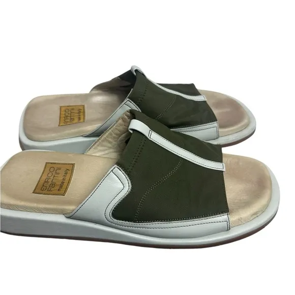 Enrico Fantini men’s Green fabric slide on sandals Italy size 42- US 9