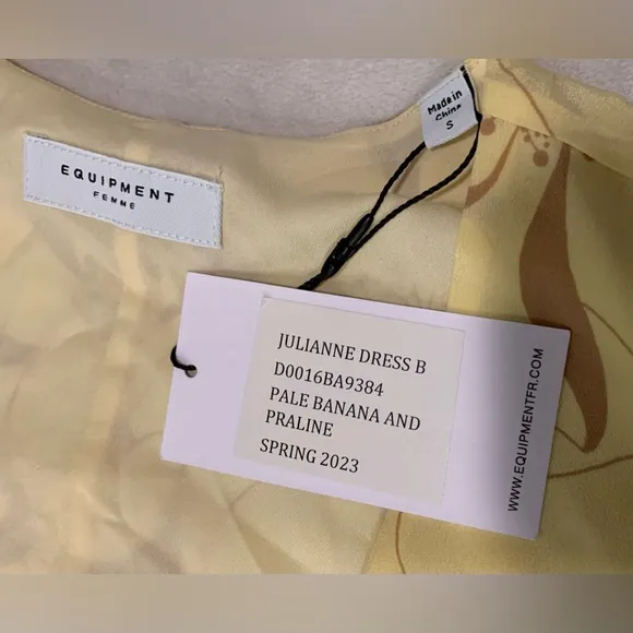 Equipment Femme Julianne 100% Silk Midi Dress Butter Yellow Brown Size small NWT
