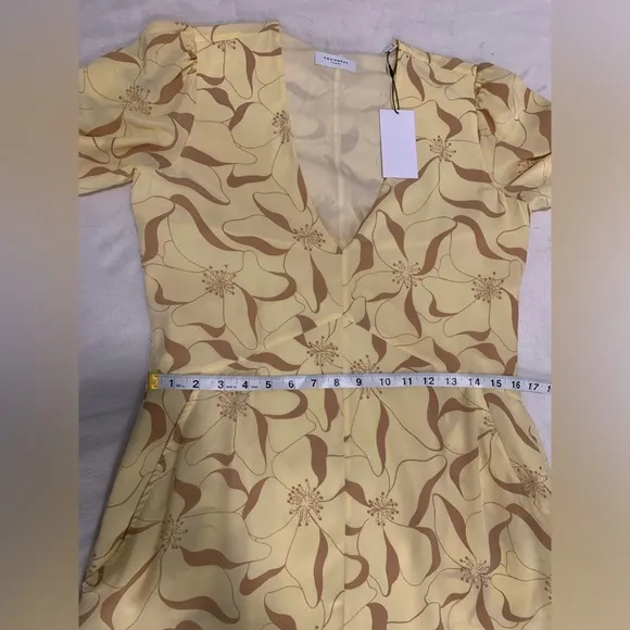 Equipment Femme Julianne 100% Silk Midi Dress Butter Yellow Brown Size small NWT