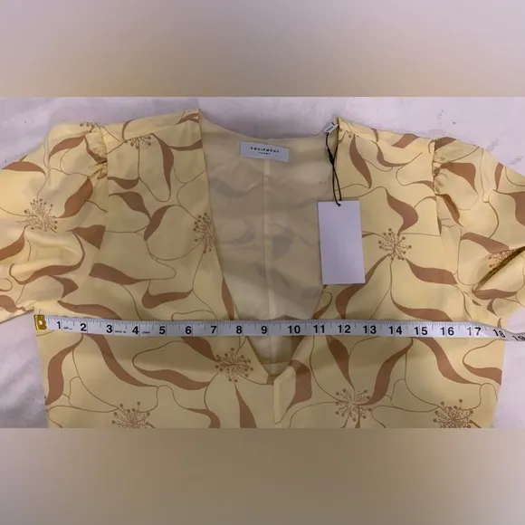 Equipment Femme Julianne 100% Silk Midi Dress Butter Yellow Brown Size small NWT
