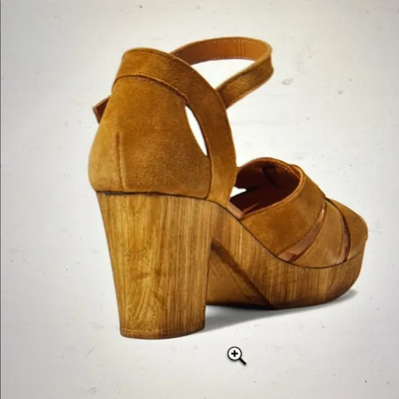 Eric Michael (41) Savy Sandals Mustard Brown Suede Chunky Heel &amp; Platform