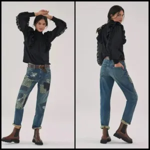 EUC Anthropologie Pilcro Borrowed Boyfriend Patchwork Jeans