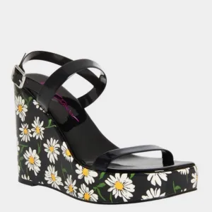 EUC [Betsey Johnson] Landry Daisy Floral Platform Wedge Sandals Women’s Sz 6.5