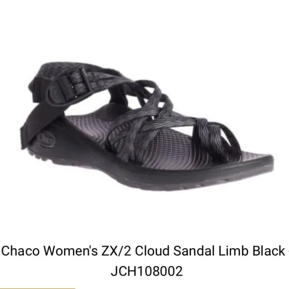 EUC Chaco Women's ZX/2 Cloud Sandal Limb Black - JCH108002 Size 9
