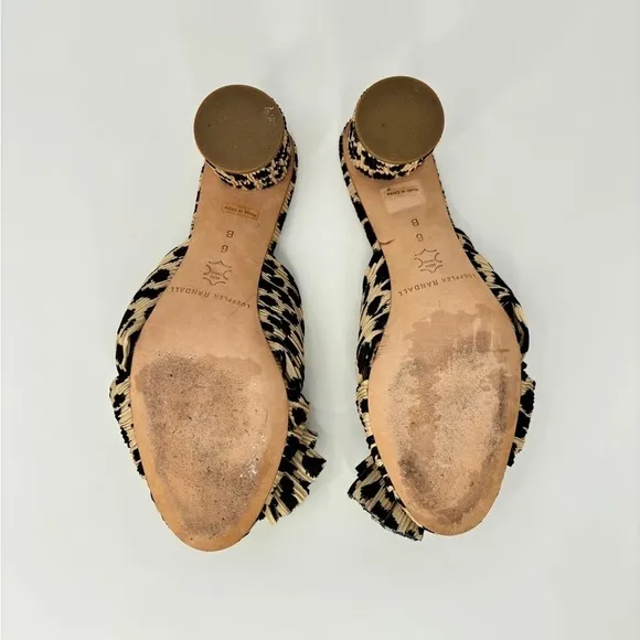 EUC, Loeffler Randall Emilia Black &amp; Tan Leopard Pleated Bow Heel Mule, 6