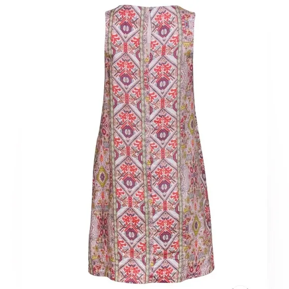 EUC Rachel Zoe Multicolor Aztec Print Sleeveless Linen Dress Size Small