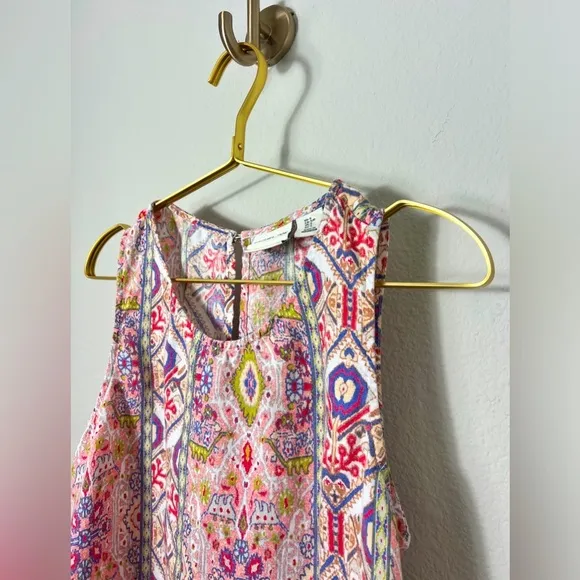 EUC Rachel Zoe Multicolor Aztec Print Sleeveless Linen Dress Size Small