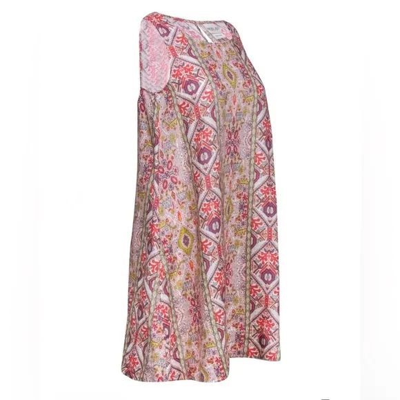 EUC Rachel Zoe Multicolor Aztec Print Sleeveless Linen Dress Size Small
