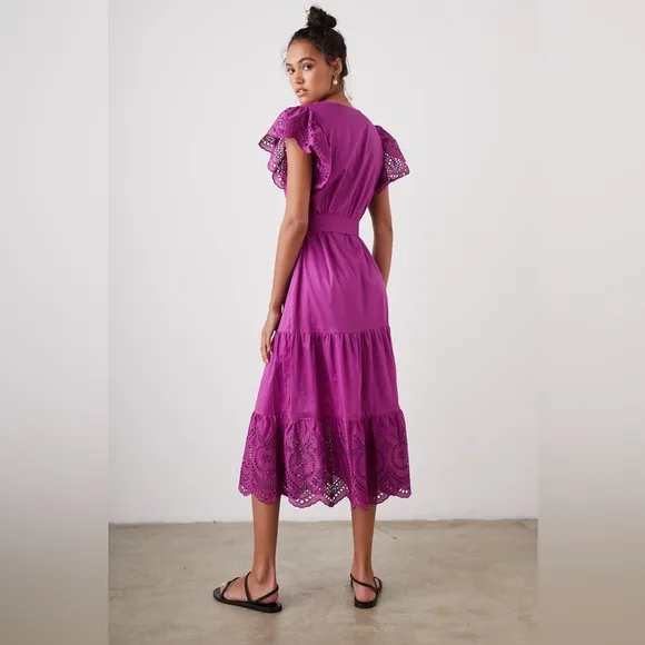 EUC Rails Gia Eyelet Midi Dress | Size XS | Purple Cotton