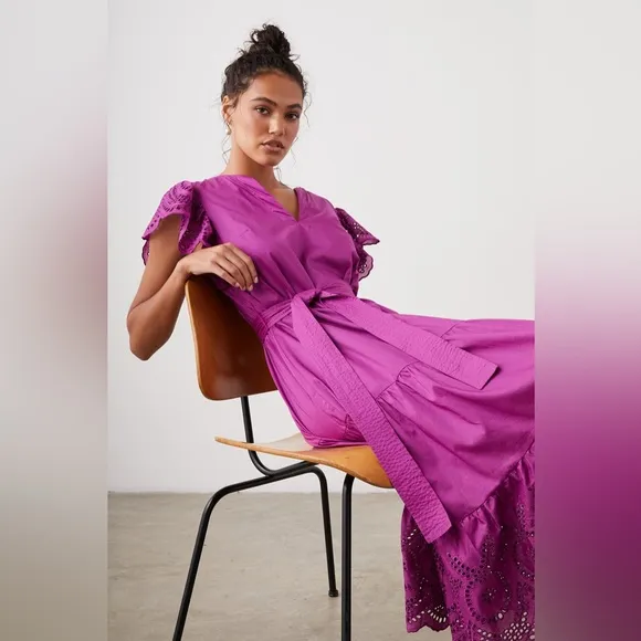 EUC Rails Gia Eyelet Midi Dress | Size XS | Purple Cotton