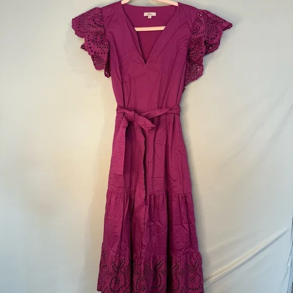 EUC Rails Gia Eyelet Midi Dress | Size XS | Purple Cotton