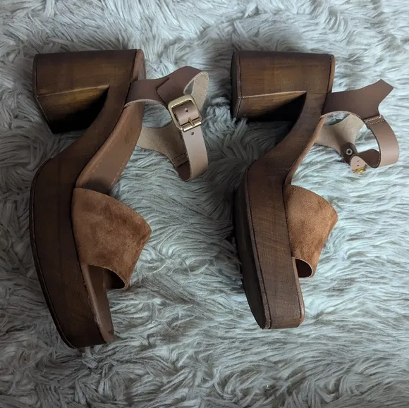 EUC RARE Seychelles Manila Heeled Sandal in Cognac Suede