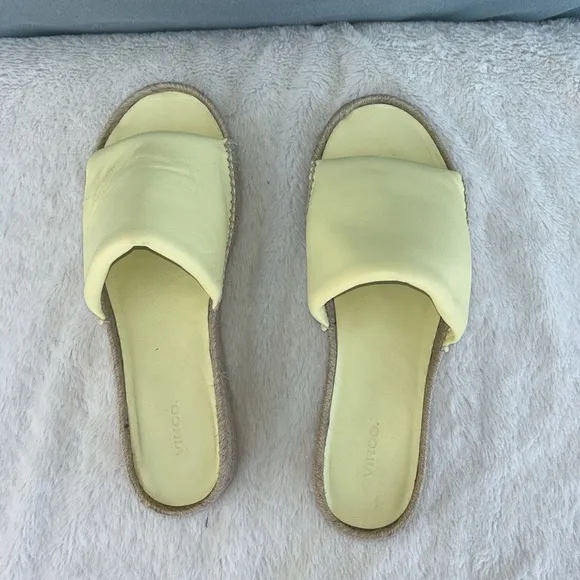 EUC Vince Jesse Leather Espadrille Platform Sandals in Pale Lemon Size 11