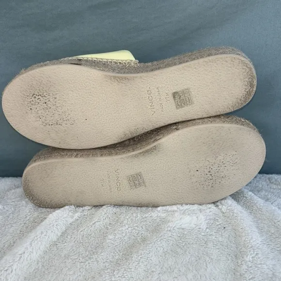 EUC Vince Jesse Leather Espadrille Platform Sandals in Pale Lemon Size 11