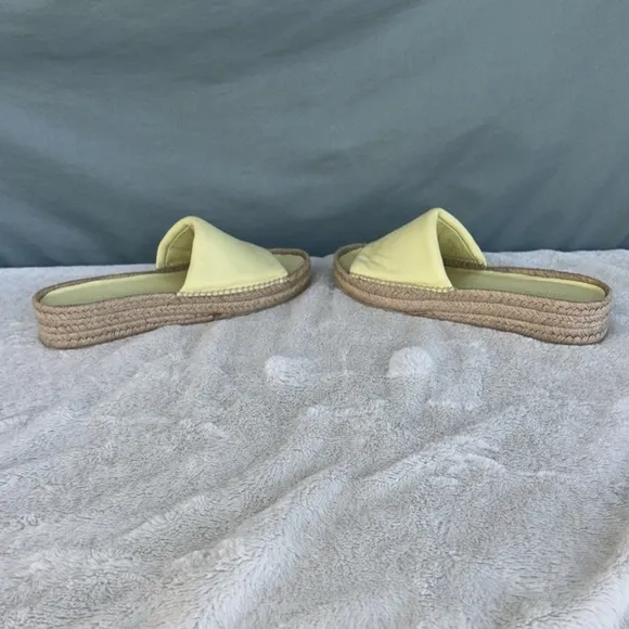EUC Vince Jesse Leather Espadrille Platform Sandals in Pale Lemon Size 11
