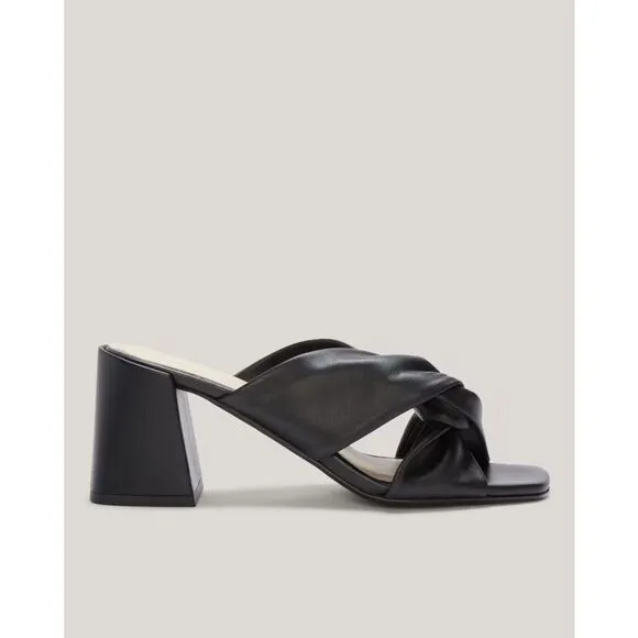 Everlane The Day Twist Heel Black Italian Leather Sandals Size 8 NEW