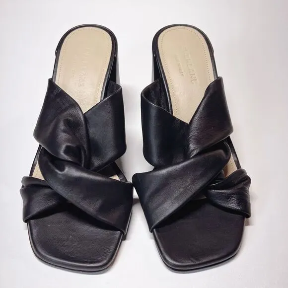 Everlane The Day Twist Heel Black Italian Leather Sandals Size 8 NEW