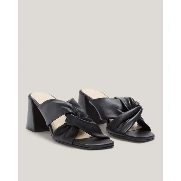 Everlane The Day Twist Heel Black Italian Leather Sandals Size 8 NEW
