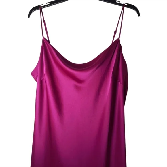 Express Satin Cowl Neck Midi Slip Dress Fuchsia Size Extra Large