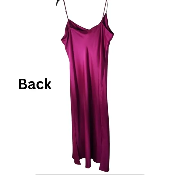 Express Satin Cowl Neck Midi Slip Dress Fuchsia Size Extra Large