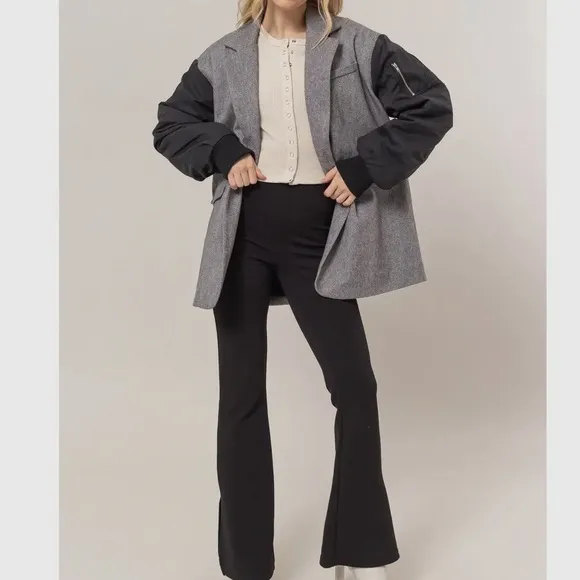 Fabulous Herringbone Mixed Media Coat
