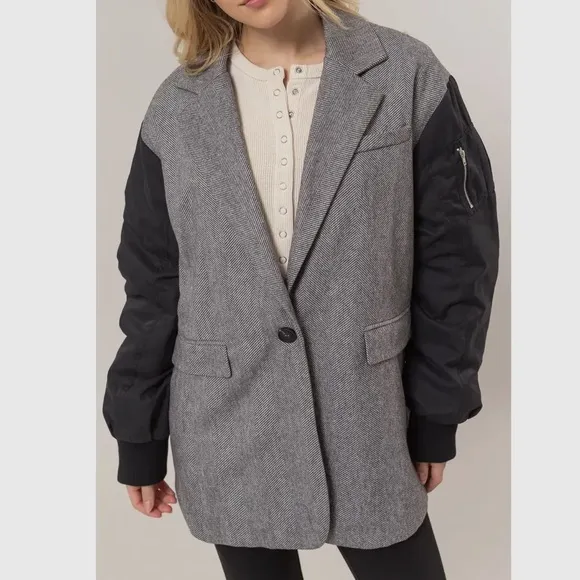 Fabulous Herringbone Mixed Media Coat