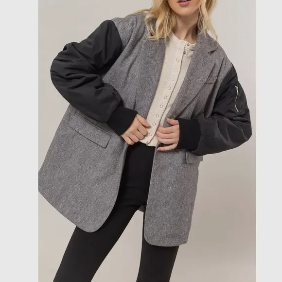 Fabulous Herringbone Mixed Media Coat