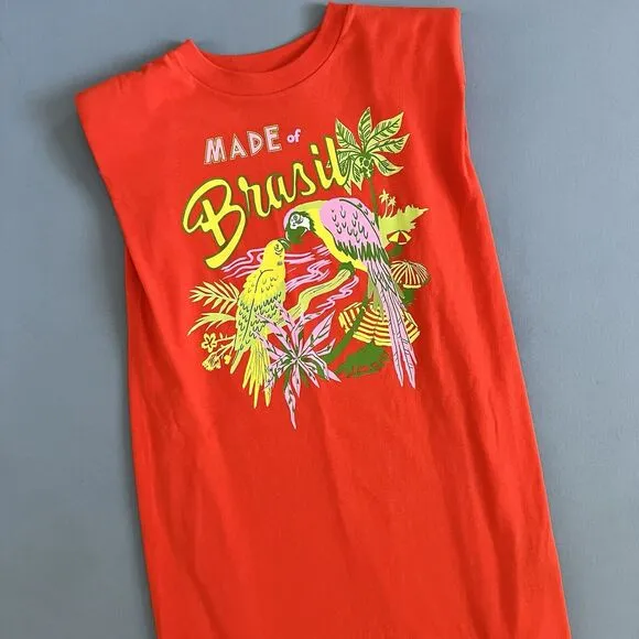 Farm Rio Brasil Red Organic Cotton Sleeveless Mini T-Shirt Dress