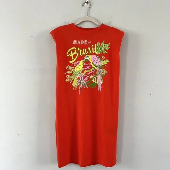 Farm Rio Brasil Red Organic Cotton Sleeveless Mini T-Shirt Dress