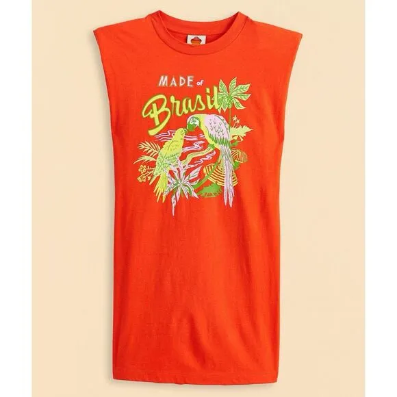 Farm Rio Brasil Red Organic Cotton Sleeveless Mini T-Shirt Dress