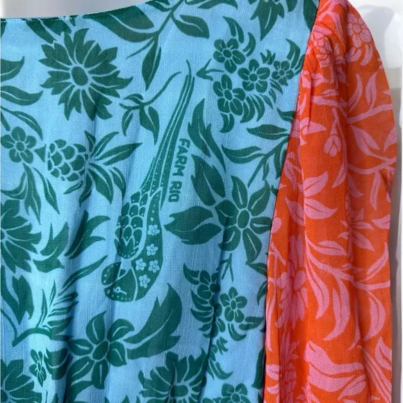 FARM Rio Cut Out Maxi Dress Anthropologie Floral Boho Patchwork Bright Small