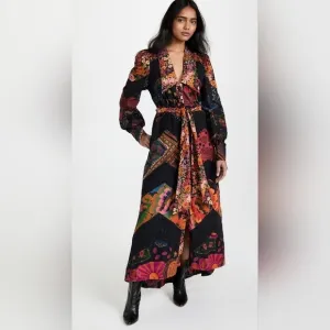 Farm Rio Mixed Black Prints Lace Ankle Dress - No sash - NWOT