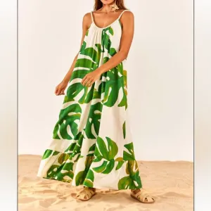 FARM RIOLinen Blend Monstera Maxi Dress