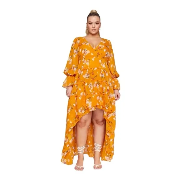 Fashion To Figure Valeria Hi-Low Floral Print Maxi Dress Size 3