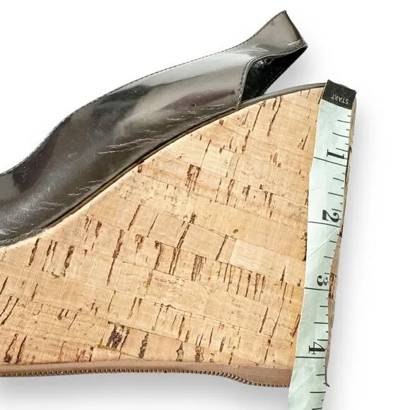 Fendi Metallic/Brown Zucca Canvas &amp; Patent Leather Wedge Sandals Women’s Size 40