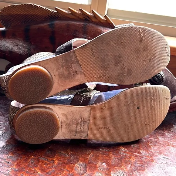 Fendi Snakeskin Flats with ankle strap, metal embellishments and vibram soles