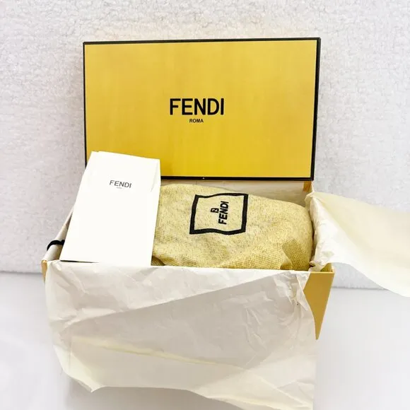 Fendi Wedge Cross Strap Sandal - Leather and canvas with zip back -sz 41 (US 11)