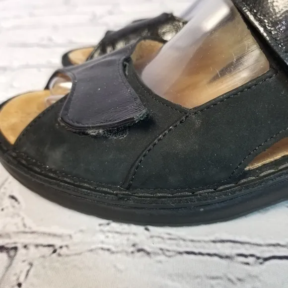 Finn Comfort black ankle strap sandals