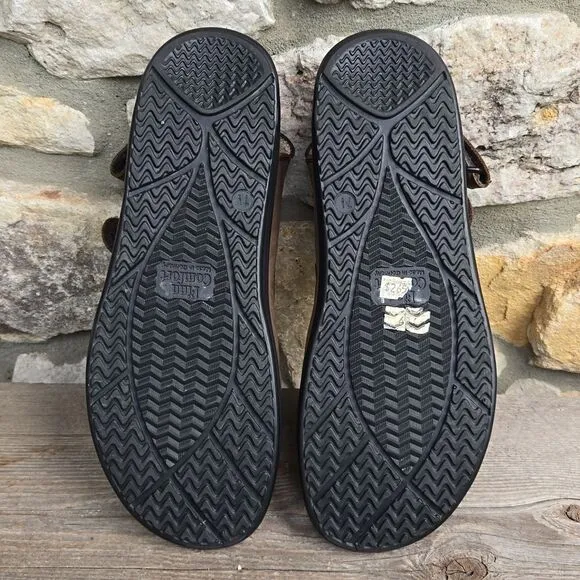 Finn Comfort Brown Leather Sandals Men's Size 10 adjustable straps Jesus