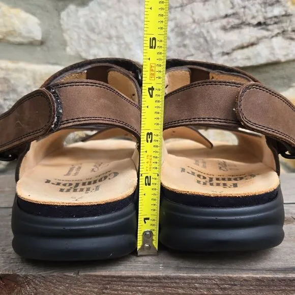 Finn Comfort Brown Leather Sandals Men's Size 10 adjustable straps Jesus