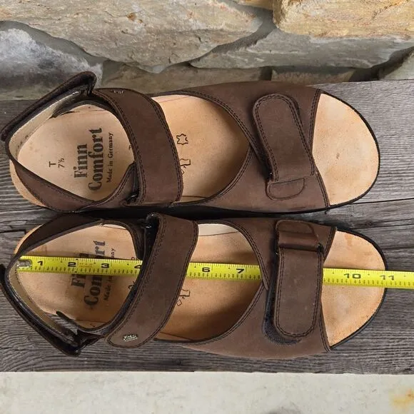 Finn Comfort Brown Leather Sandals Men's Size 10 adjustable straps Jesus