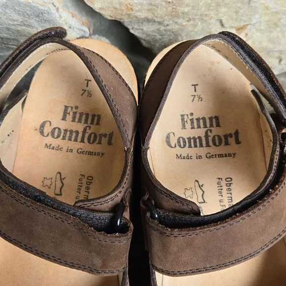 Finn Comfort Brown Leather Sandals Men's Size 10 adjustable straps Jesus