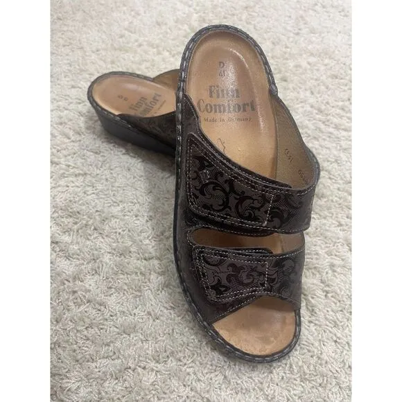 Finn Comfort Jamaica Women's Brown Leather Strappy Sandals Hook&amp;Loop Sz 10 Or 41