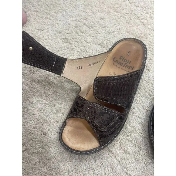 Finn Comfort Jamaica Women's Brown Leather Strappy Sandals Hook&amp;Loop Sz 10 Or 41