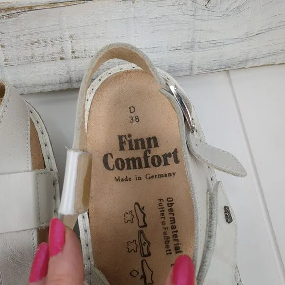 Finn Comfort Linosa Women's Sandals Size 7.5 D / 38 White Low Heel New In Box